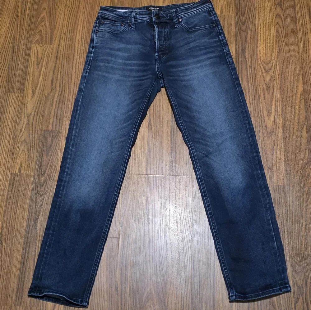 Jack & Jones Mike Jeans Mens 29x30 Comfort Fit Indigo Knit Button Fly Turkey A2 - Picture 1 of 14